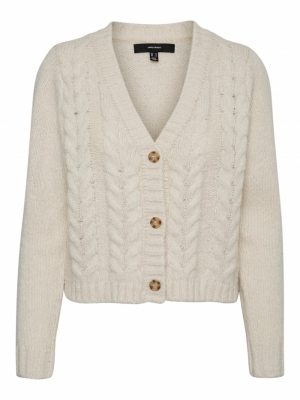 VMWINE LS V-NECK CABLE CARDIGA Birch