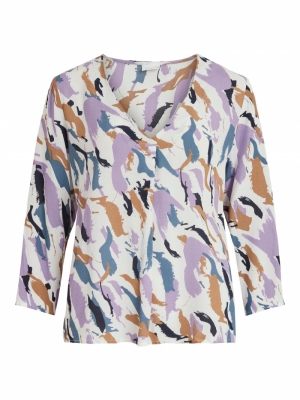 VISANDRIA V-NECK 3-4 TOP-SU Cloud Dancer/SA