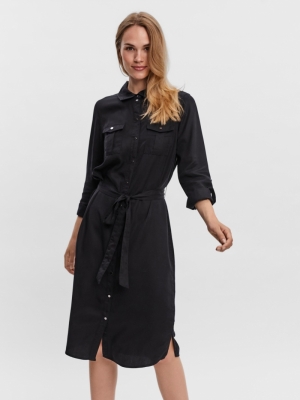 VMSALLY LS LONG DRESS MIX GA C Black Denim