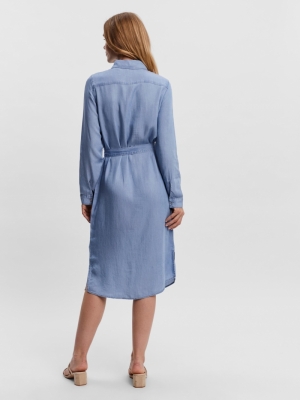 VMSALLY LS LONG DRESS MIX GA C Light Blue Deni