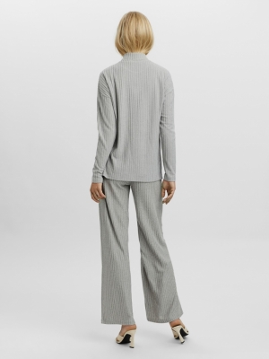 VMBLOSSOM LS FUNNELNECK BLOUSE Light Grey Mela