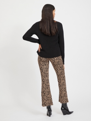 VIOKTAVI V-NECK L-S KNIT TOP-S Black