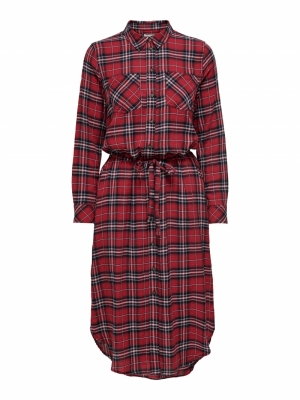 ONLPINA LIFE LS CHECK DNM D Red Ochre