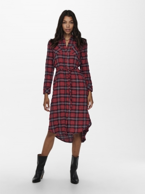 ONLPINA LIFE LS CHECK DNM D Red Ochre