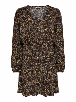 JDYCLAUDIA L-S SHORT DRESS WVN Black/CONFETTI