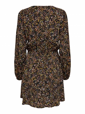 JDYCLAUDIA L-S SHORT DRESS WVN Black/CONFETTI