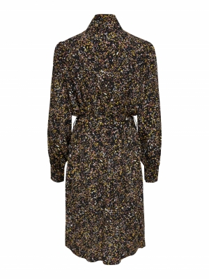 JDYCLAUDIA L-S BELOW KN. SHIRT Black/CONFETTI