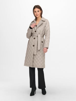 JDYTORA LONG QUILT TRENCHCOAT Simply Taupe