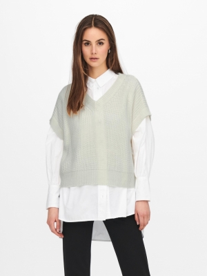 JDYJUSTY V-NECK OVERSIZE VEST Cloud Dancer