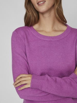VIRIL O-NECK L/S  KNIT TOP - N Cattleya Orchid