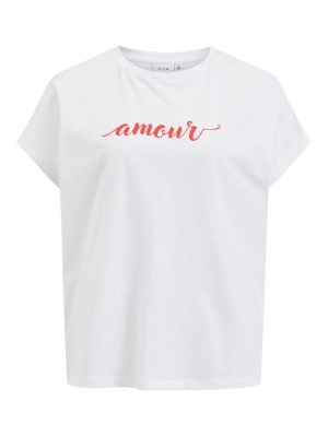VIAMOUR S-S TSHIRT White/RED AMOUR