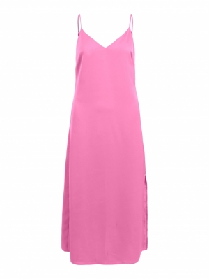 VIELLETTE SINGLET SATIN DRESS- Fuchsia Pink