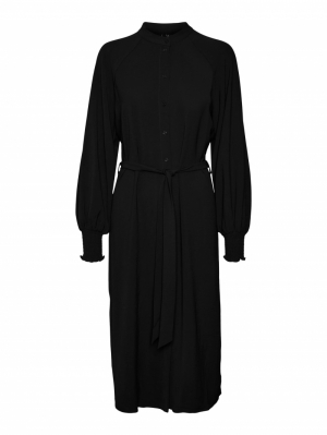 VMJANNI L-S CALF SHIRT DRESS W Black