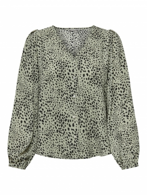 ONLSONJA LIFE L-S BUTTON TOP N Seagrass/DOT LE