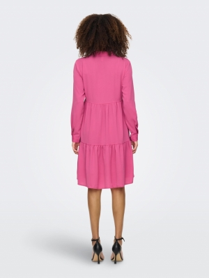JDYPIPER L/S SHIRT DRESS WVN N Shocking Pink