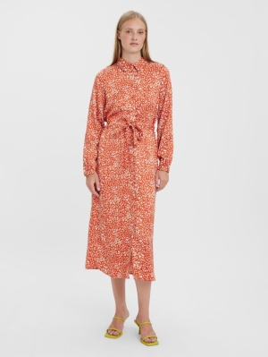 VMJLOE L-S 7-8 SHIRT DRESS WVN Paprika/JIVA