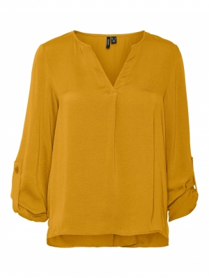 VMWILMA V-NECK FOLD-UP TOP WVN Golden Yellow