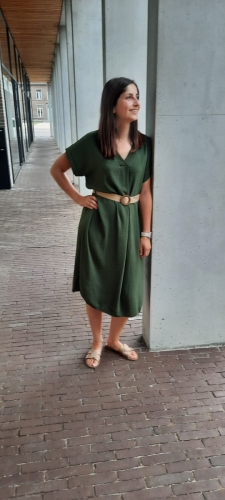 korte jurk met riem kaki