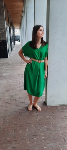 korte jurk met riem fel groen