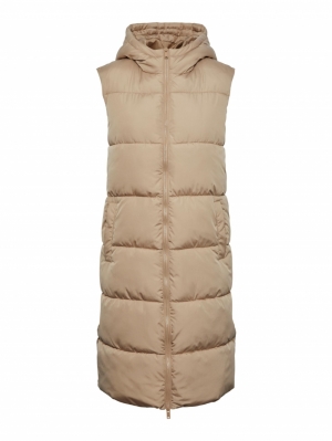 PCBEE NEW LONG PUFFER VEST BC Silver Mink