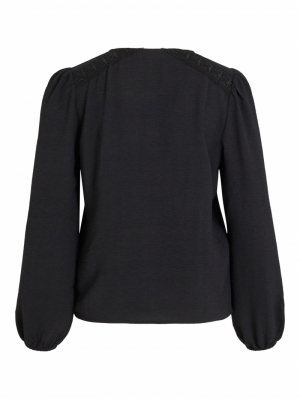 VISURASHIL L-S LACE TOP Black