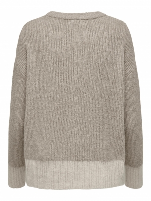 JDYHUDSON LIFE L-S PULLOVER KN Simply Taupe/W