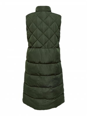 ONLSTACY QUILTED LONG WAISTCOA Forest Night