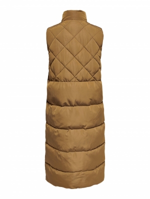 ONLSTACY QUILTED LONG WAISTCOA Toasted Coconut