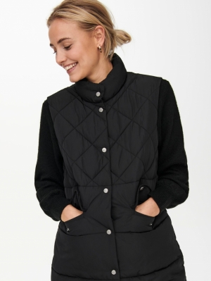 ONLSTACY QUILTED LONG WAISTCOA Black