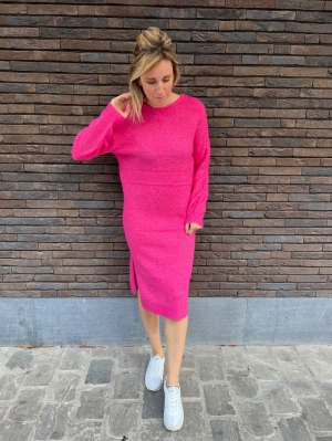 vifimi solid long knit dress fandango Pink