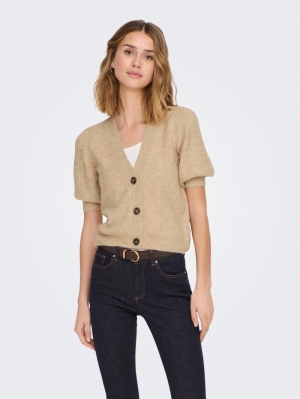 JDYDREA S/S SHORT CARDIGAN KNT Simply Taupe/ME