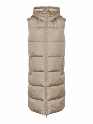 PCBEE NEW LONG PUFFER VEST BC Silver Mink