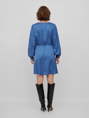 VIELLETTE WRAP L/S DRESS/SU- N Federal Blue