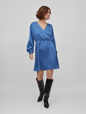 VIELLETTE WRAP L/S DRESS/SU- N Federal Blue