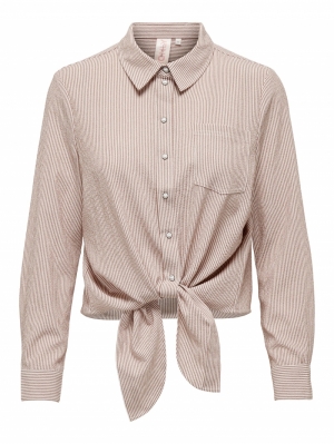 ONLLECEY LS KNOT SHIRT NOOS WV Toasted Coconut