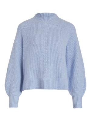 VIOALY HIGH-NECK L/S KNIT TOP/ Kentucky Blue