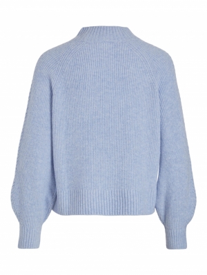 VIOALY HIGH-NECK L/S KNIT TOP/ Kentucky Blue
