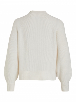 VIOALY HIGH-NECK L/S KNIT TOP/ White Alyssum