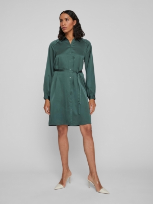 VIELLETTE L/S  SHIRT DRESS/SU Duck Green