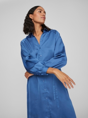 VIELLETTE L/S  SHIRT DRESS/SU Federal Blue