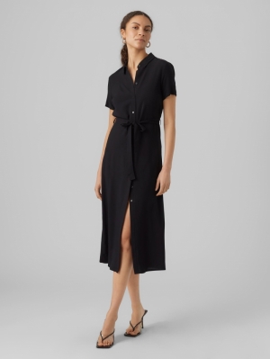 VMEASY S/S LONG SHIRT DRESS R1 Black