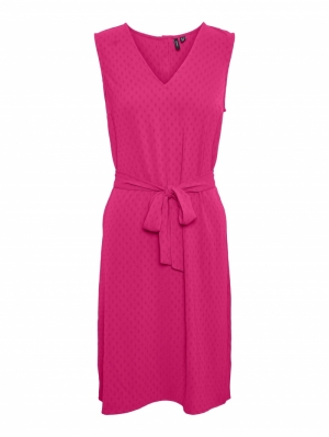 VMULLA SL V-NECK ABK DRESS BTQ Pink Yarrow
