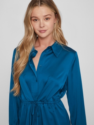 VIELLETTE L/S SHIRT DRESS - NO Moroccan Blue