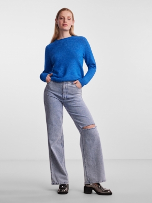 PCJULIANA LS O-NECK KNIT NOOS French Blue