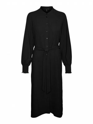 VMCARLA L/S CALF SHIRT DRESS W Black