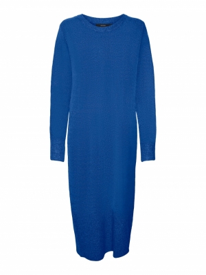 VMPLAZA LS O-NECK CALF DRESS G Beaucoup Blue/M