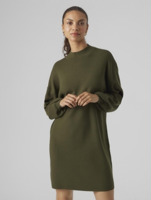 VMNANCY LS FUNNELNECK DRESS NO Rifle Green