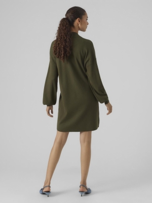 VMNANCY LS FUNNELNECK DRESS NO Rifle Green