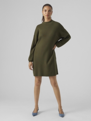 VMNANCY LS FUNNELNECK DRESS NO Rifle Green