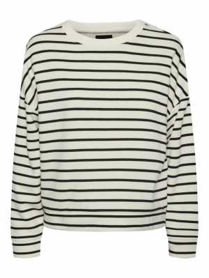 PCCHILLI LS SWEAT STRIPES NOOS Cloud Dancer/Bl